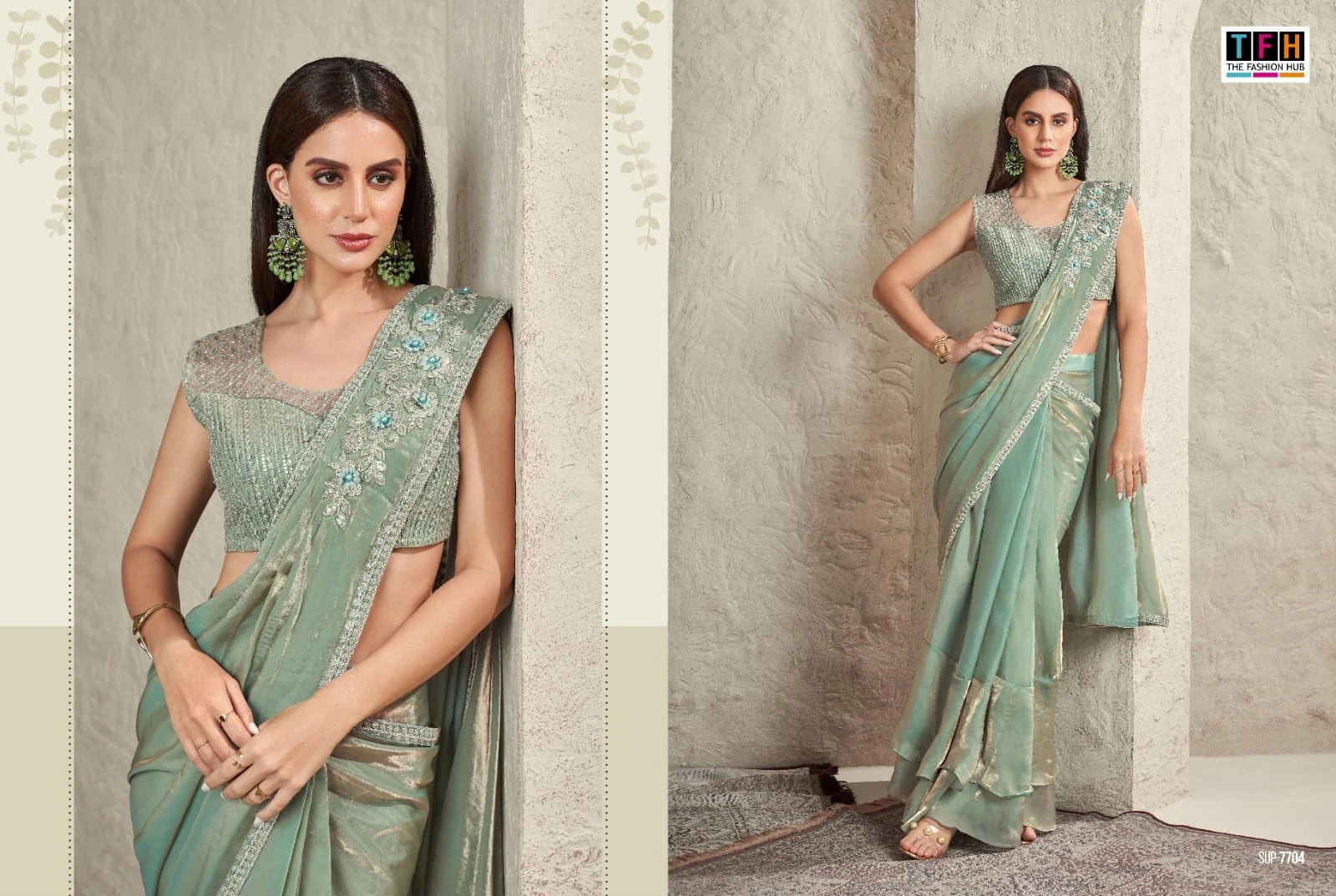 Tfh Super Star Vol 2 Imported Sartin Silk Wholesale Fancy Saree Catalog — Wholesale Sarees, MPA wholesale from Surat - Gallery Image 7